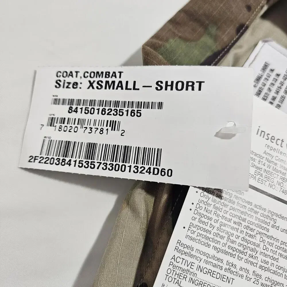 US Army Combat Shirt Coat Insect Guard Uniform Military X-Small Short NWT - Picture 10 of 10